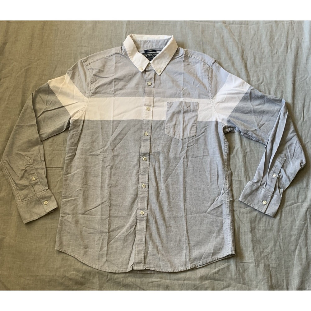 American Rag Shirt Men's Large Gray Long Sleeve Button Down‎